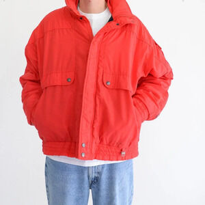 Vintage 80S Cornice Red  Puffer Zip Up Ski Jacket Large